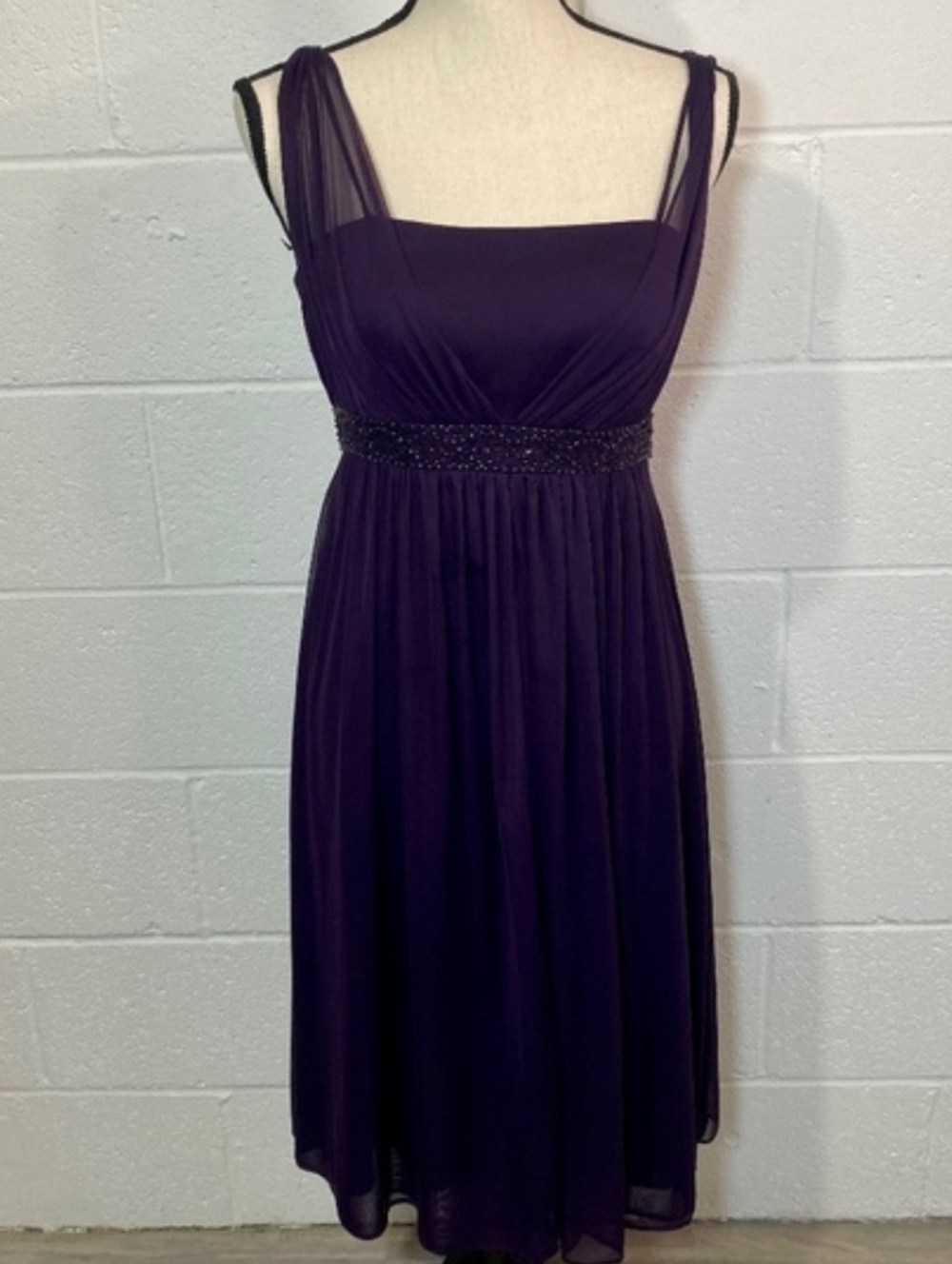 Jessica Howard Deep Purple Chiffon Empire Waist Dress